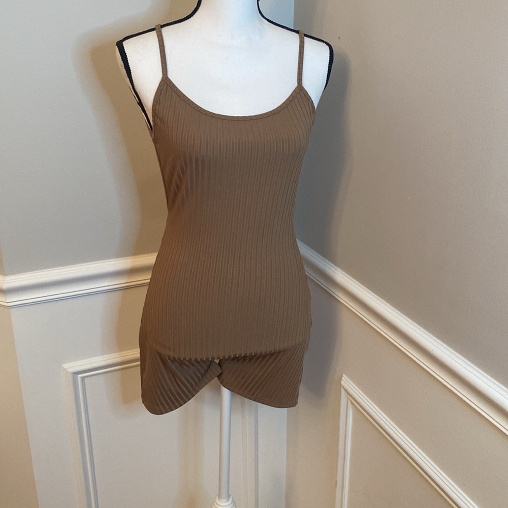 Brown Elastic Bodysuit Size Medium Romper